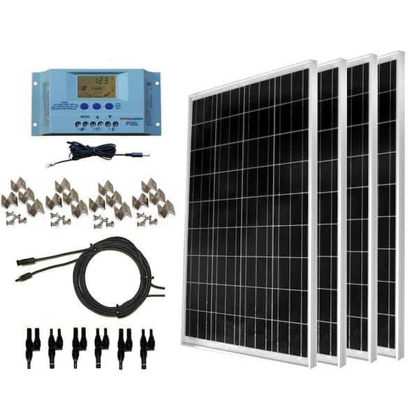 WindyNation 400-Watt Off-Grid Polycrystalline Solar Panel Kit with LCD Charge Controller