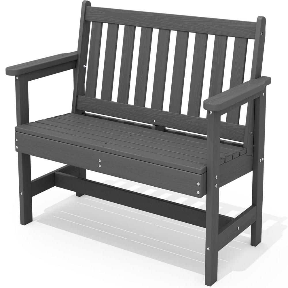 HIPS Outdoor Bench Plastic Weatherproof 2-Person Garden Bench in Dark Grey price history on PriceWatchPro