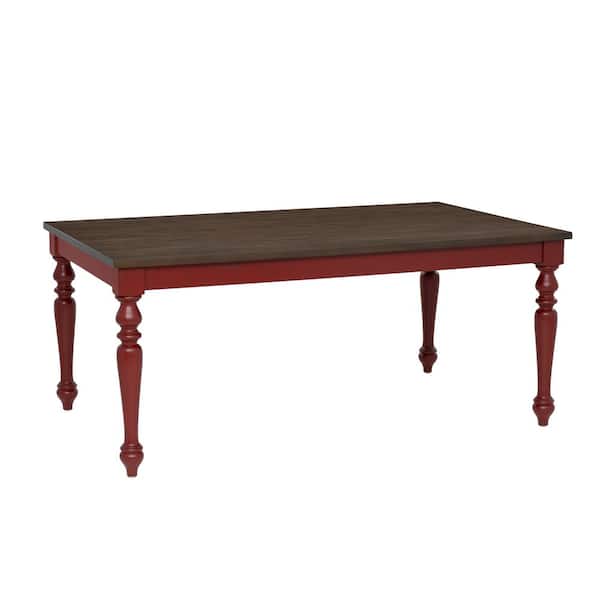 Aster Red Wood 70 in. 4 Leg Base Dining Table Seats 6