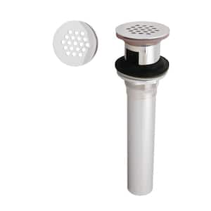 Grid Strainer Lavatory Bathroom Sink Drain Assembly with Overflow Holes - Exposed, Powder Coat White