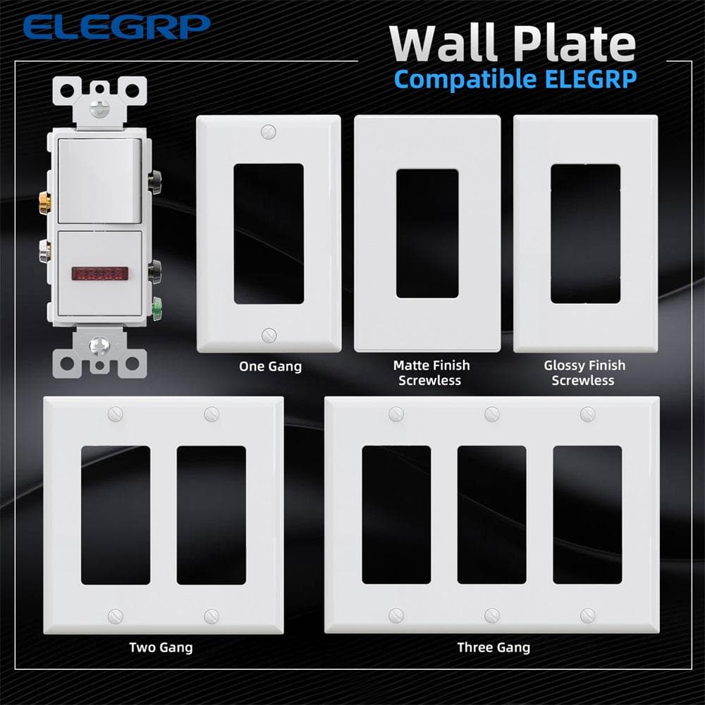 White Single Pole Rocker Light Switch with Pilot Light, 2-Pack