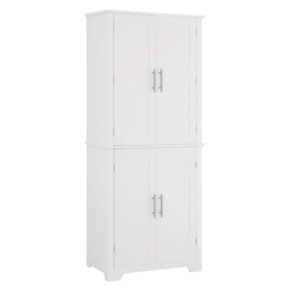 White Freestanding Wood Kitchen Sideboard Cabinet with Drawer Spice Rack and Adjustable Shelf price history on PriceWatchPro