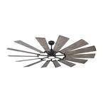 Prairie 72 in. LED Indoor/Outdoor Aged Pewter Ceiling Fan with Light Kit and Light Grey Weathered Oak Blades and Remote