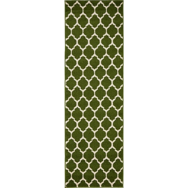 Unique Loom Trellis Philadelphia Dark Green/Beige 2' 0 x 6' 0 Runner Rug