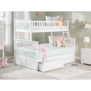 Columbia Bunk Bed Twin Over Full with 2 Urban Bed Drawers in White