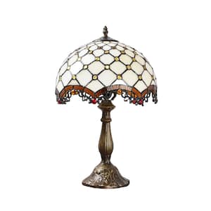 Decorative 18.1 in. Multi-Colored Table Lamp Bronze Finish Glass Lamp