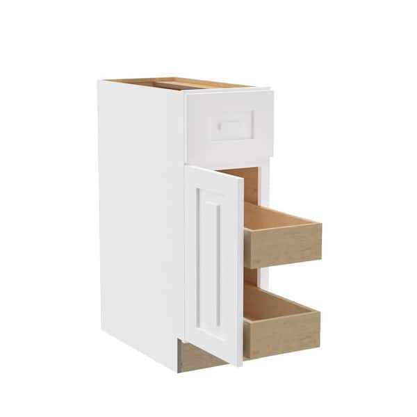 Home Decorators Collection Grayson 12 in. W x 24 in. D x 34.5 in. H Assembled Plywood Base Kitchen Cabinet in Pacific White with 2ROT Soft Close LH