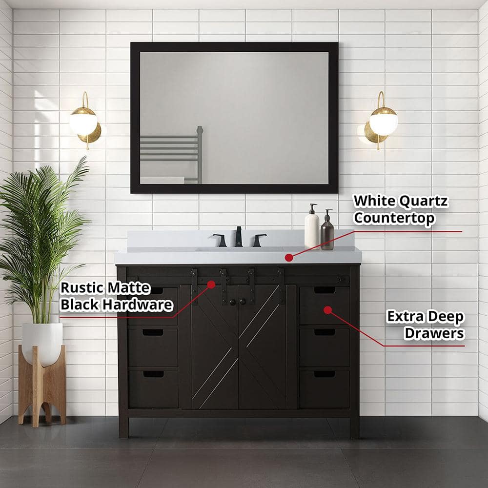 Marsyas 48" Brown Freestanding Vanity Cabinet with Barn Doors