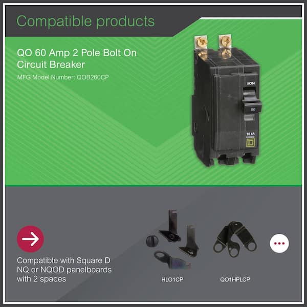 Square D QO 60 Amp 2-Pole Bolt-On Circuit Breaker