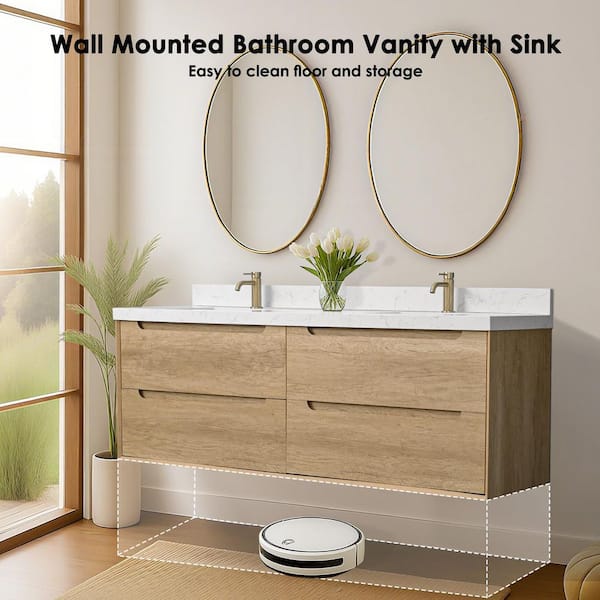 LANDOLT AuroraSky 72 in. Double Sink Floating Bath Vanity in