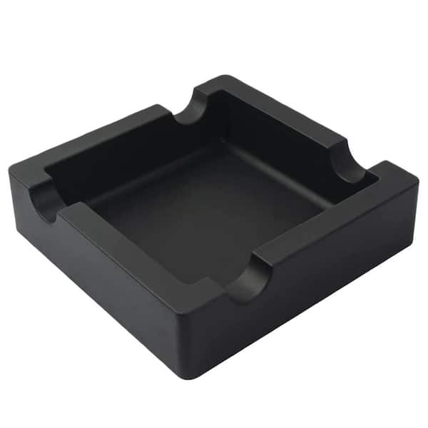 Silicone Cigar Ashtray with Unbreakable Design and 4-Cigar Holder for Indoor Outdoor Ashtray Use, Black (1-Pack)