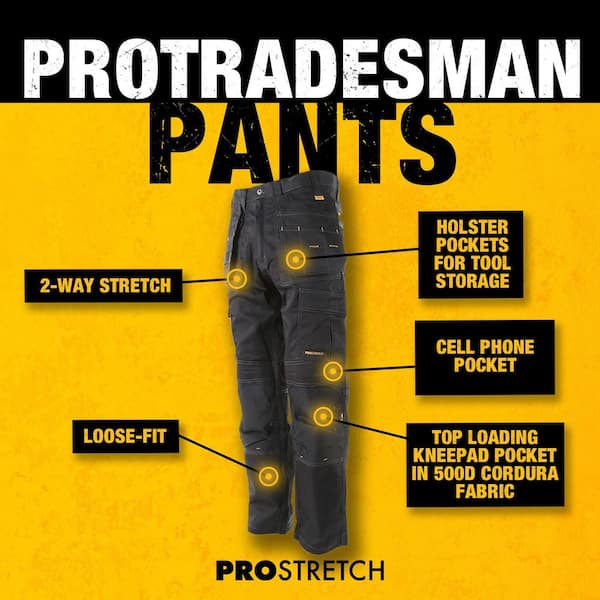 ProTradesman Men's 34 in. W x 31 in. L Black Polyester/Cotton/Elastane Heavy-Duty Stretch Work Pant