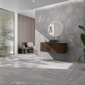 Sereno Pearl Gray 35.43 in. x 35.43 in. Matte Porcelain Floor and Wall Tile (17.43 Sq. Ft./Case)