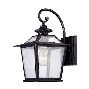 Salem Collection 1-Light Matte Black Outdoor Wall Lantern Sconce