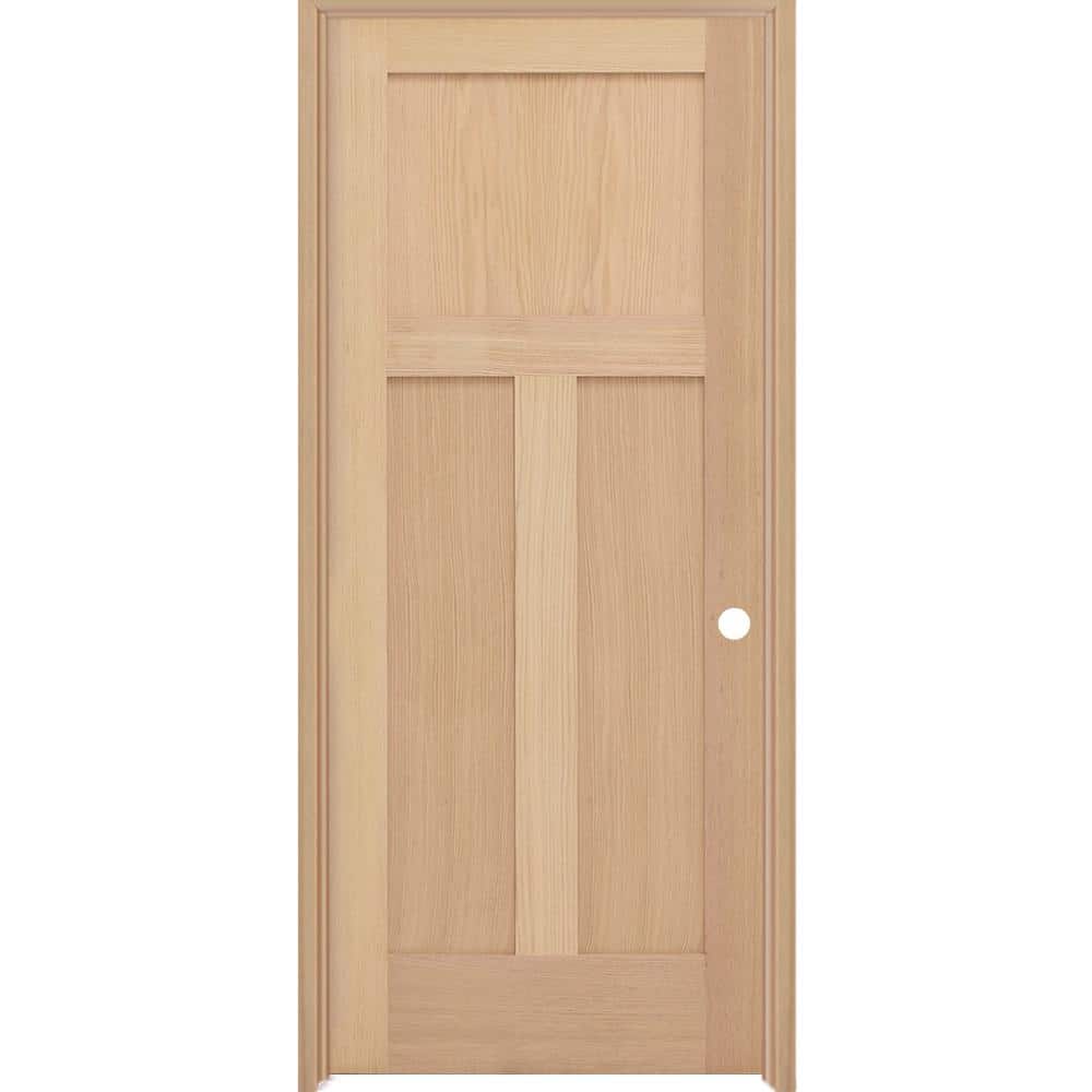 24 in. x 80 in. Universal 3-Pnl Mission Left-Hand Solid Unfinished Red Oak Wood Prehung Interior Door w/ Bronze Hinges price history on PriceWatchPro