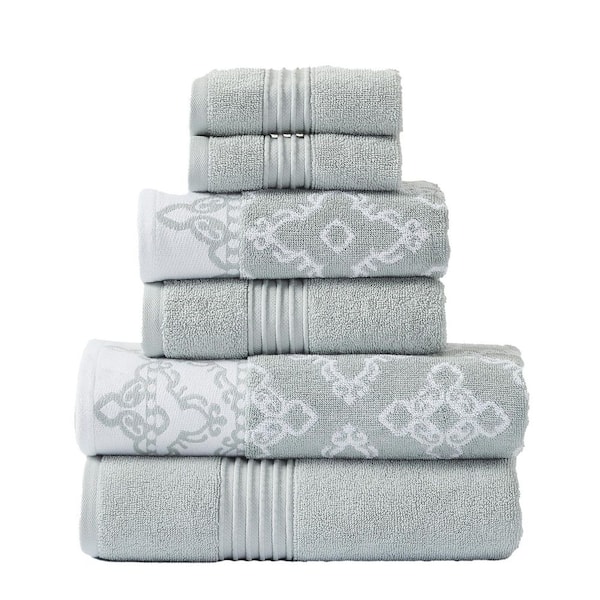 MODERN THREADS 6 Yarn Dyed Jacquard/Solid towel set Charlize Dark Sage ...