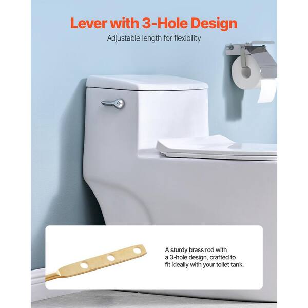 Jwodo Toilet Handle Replacement Kit – Side Mount Trip Lever With Gasket, Nut & Stainless Steel Chain (Matte Black)