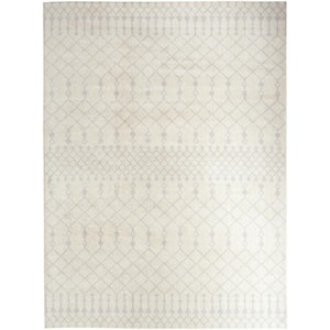 Astra Machine Washable Ivory 8 ft. x 10 ft. Moroccan Transitional Area Rug