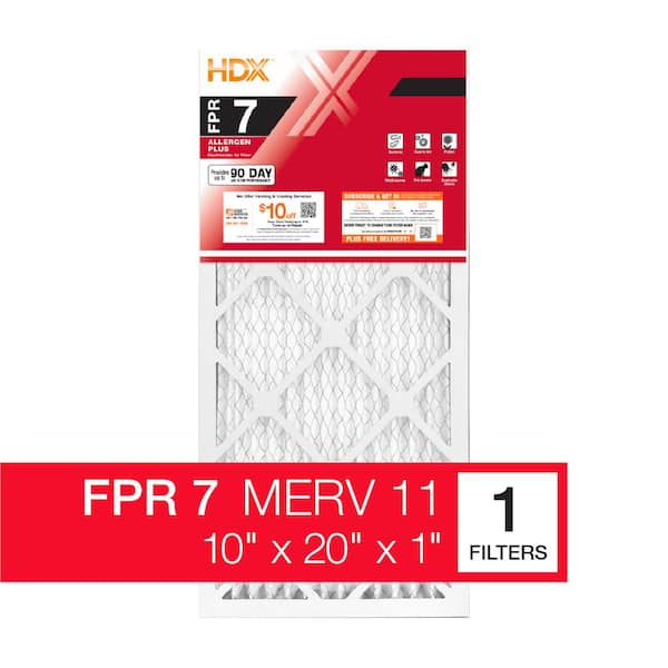 HDX 10 in. x 20 in. x 1 in. Allergen Plus Pleated Air Filter FPR 7, MERV 11