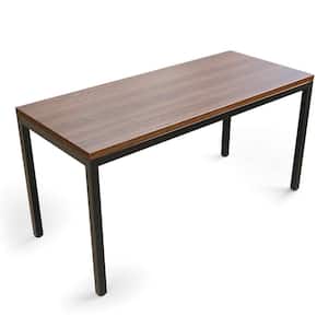 55 in. W Brown Wood Conference Table Office Computer Study Desk Metal Base Meeting Room