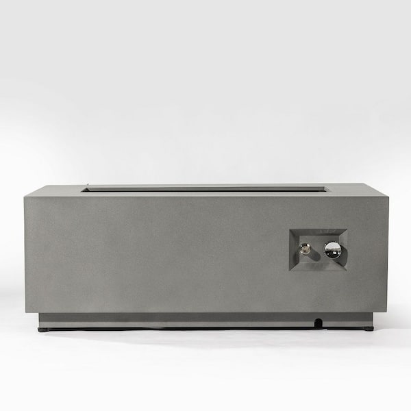 2-Pieces 50000 BTU Rectangular Steel Gray 42 in. Propane Gas Fire Pit Table for Outside Patio Deck Garden Courtyard