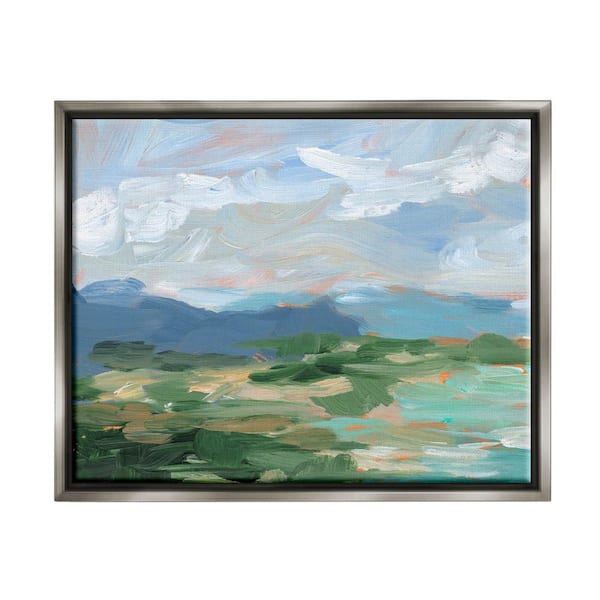 The Stupell Home Decor Collection Modern Brushed Cloudy Landscape Design by Ethan Harper Floater Framed Nature Art Print 31 in. x 25 in.