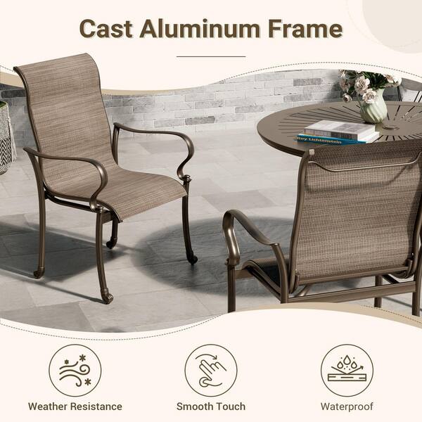 Clihome Elegant Outdoor Dining Chair Set with Weather-Resistant 