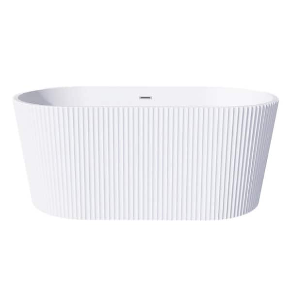 59 in. x 29.53 in. Acrylic Freestanding Flatbottom Soaking Bathtub in Glossy White