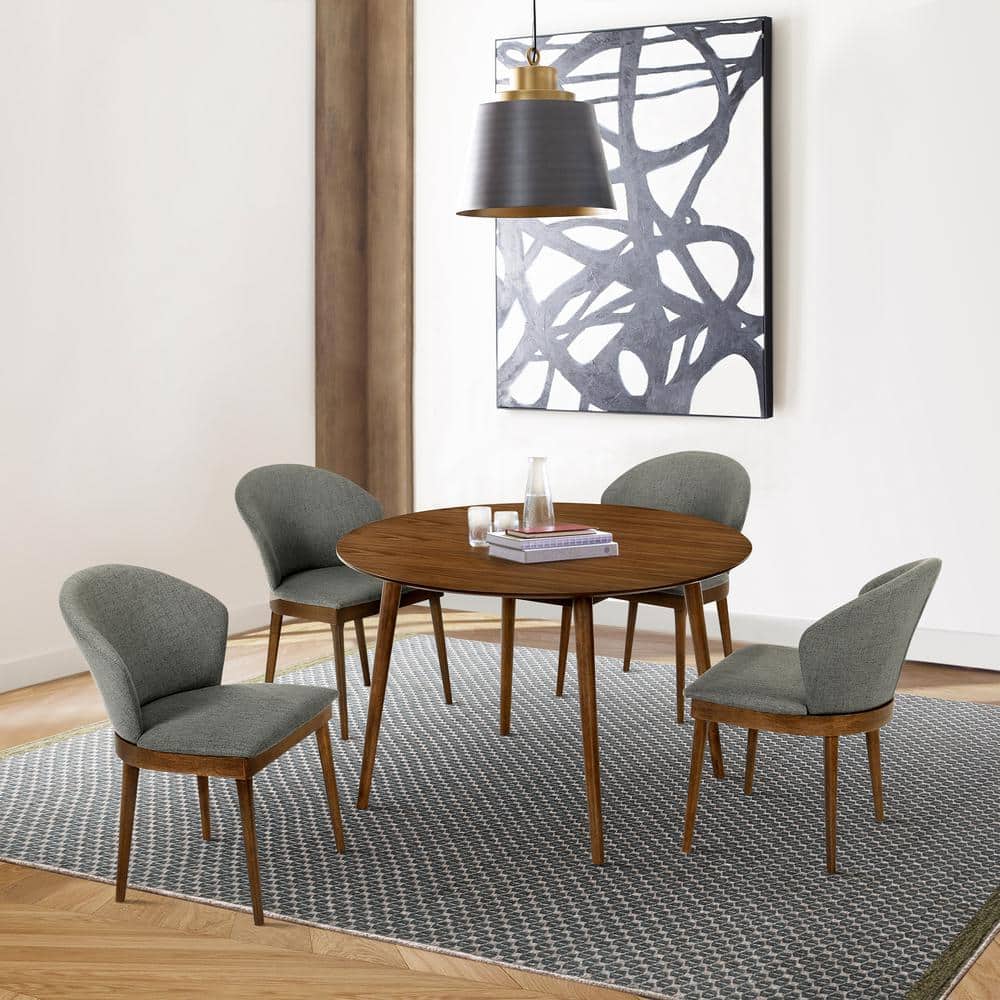 Scandinavian Modern 48" Round Walnut Wood Dining Table