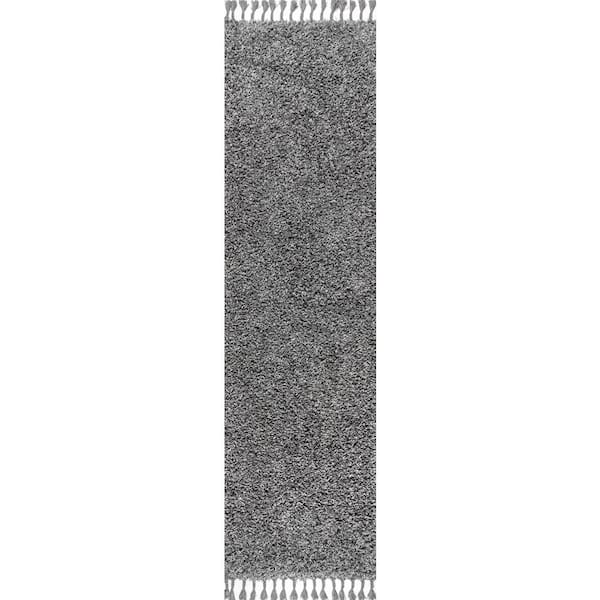 Mercer Shag Plush Tassel Charcoal 2 ft. x 8 ft. Runner Rug