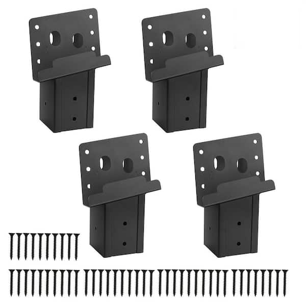 3.6 in. W x 3.6 in. D Compound Angle Brackets for Deer Stand Hunting Blinds and Tree Houses, Black (4-Pack)