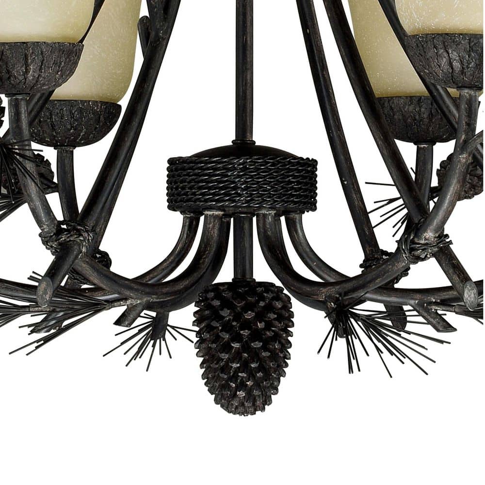 Sierra 31" Bronze Rustic Chandelier with Frosted Glass