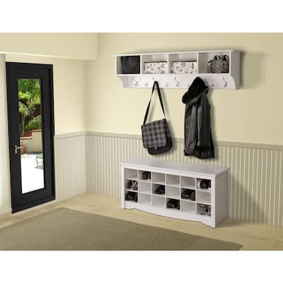60 in. Wall-Mounted Coat Rack in White