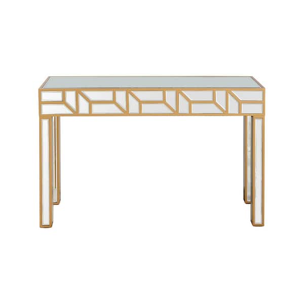 Camden Isle Cassandra 47.25 in. Gold Rectangle Glass Console Table