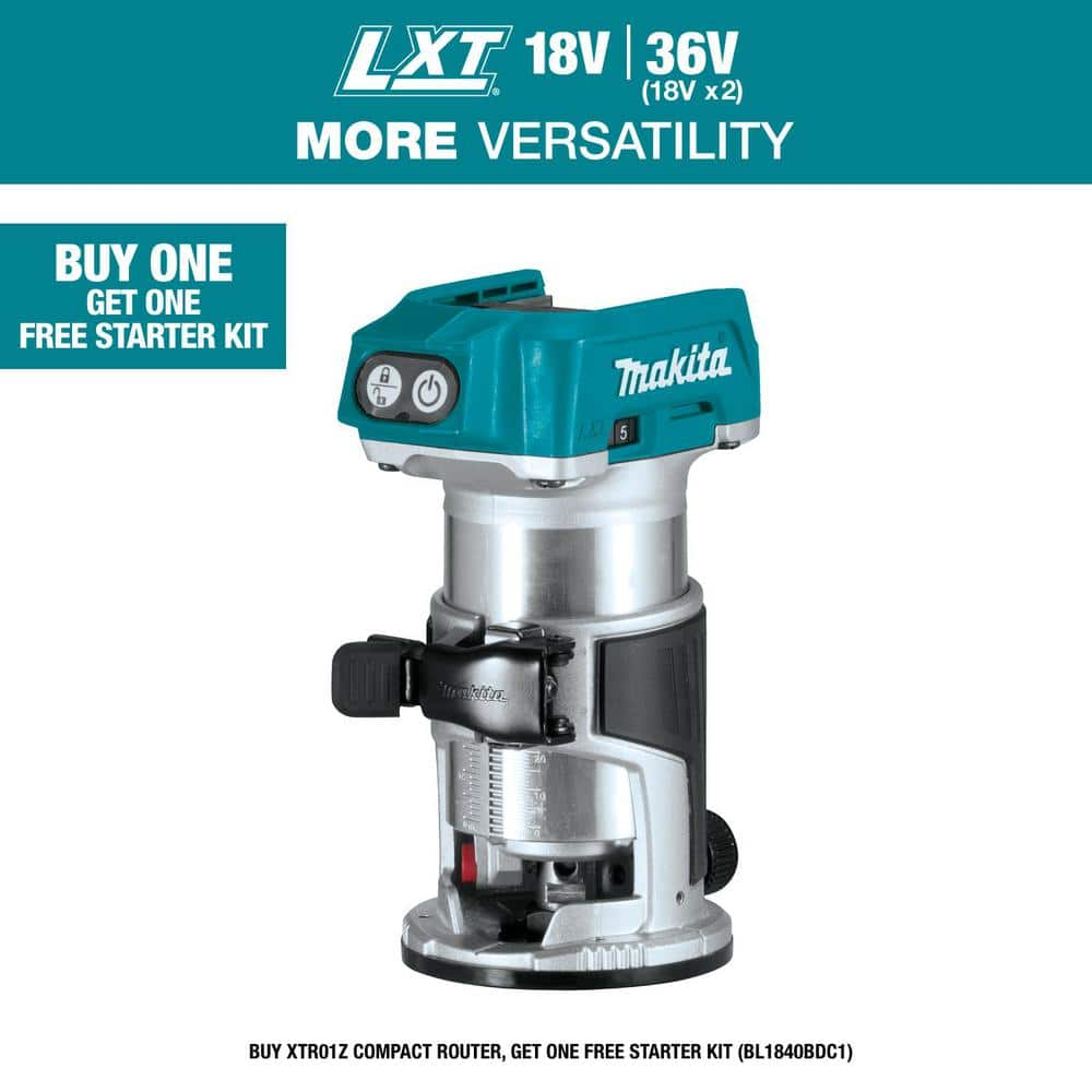 Makita 18V LXT Lithium Ion Brushless Cordless Variable Speed Compact Router with Built In LED Light Tool Only XTR01Z The Home Depot