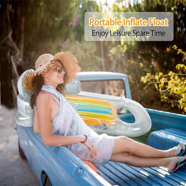 ITOPFOX 59 PVC Blue/Grey Inflatable Pool Float Raft, Headrest - Main Image