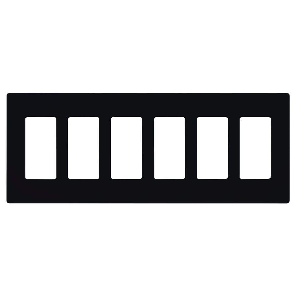 Lutron Claro 6 Gang Wall Plate for Decorator/Rocker Switches, Gloss, Black (CW-6-BL) (1-Pack)