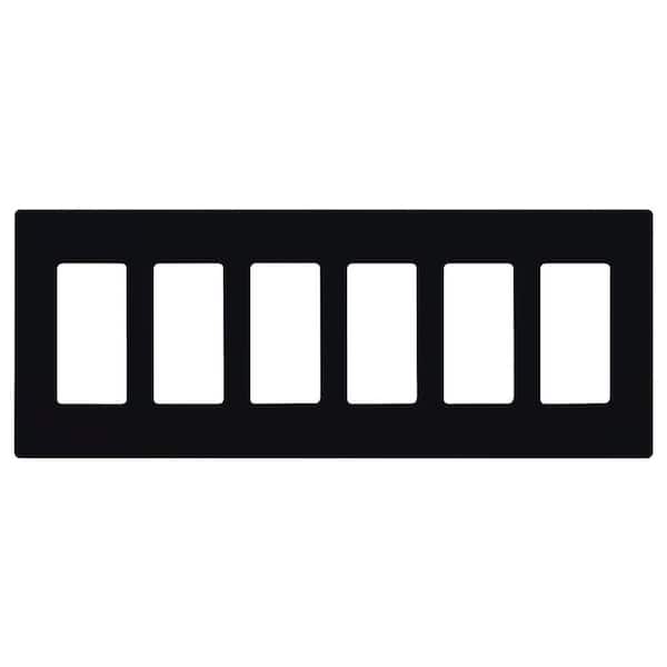 Lutron Claro 6 Gang Wall Plate for Decorator/Rocker Switches, Gloss, Black (CW-6-BL) (1-Pack)
