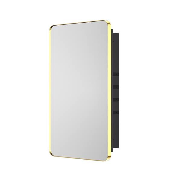 KeonJinn 20 in. W x 32 in. H Rectangular Brass Gold Aluminum Alloy