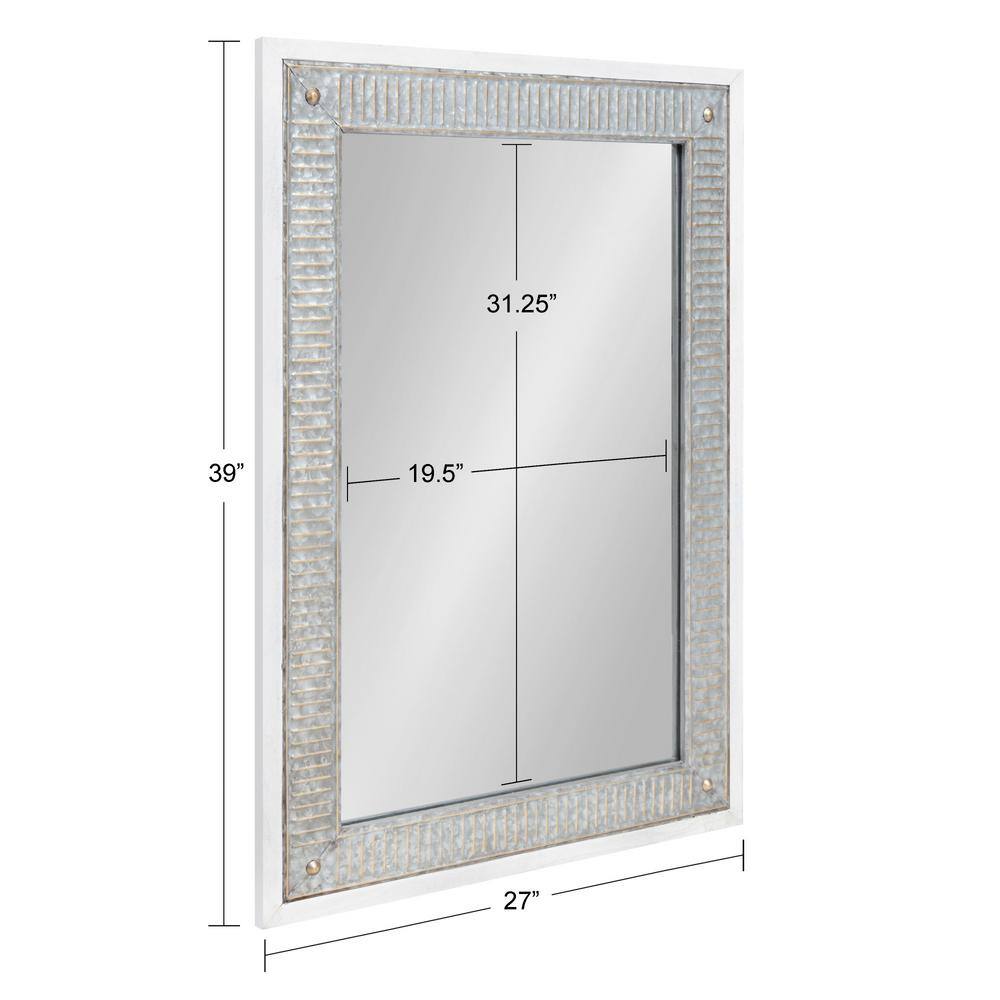 Deely 43.5" White Rectangular Wood Wall Mirror