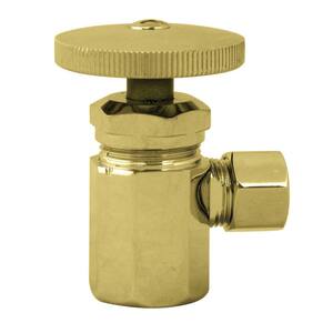 1/2 in. IPS Inlet with 3/8 in. Compression Outlet Round Handle Angle Stop Shut Off Valve, Polished Brass