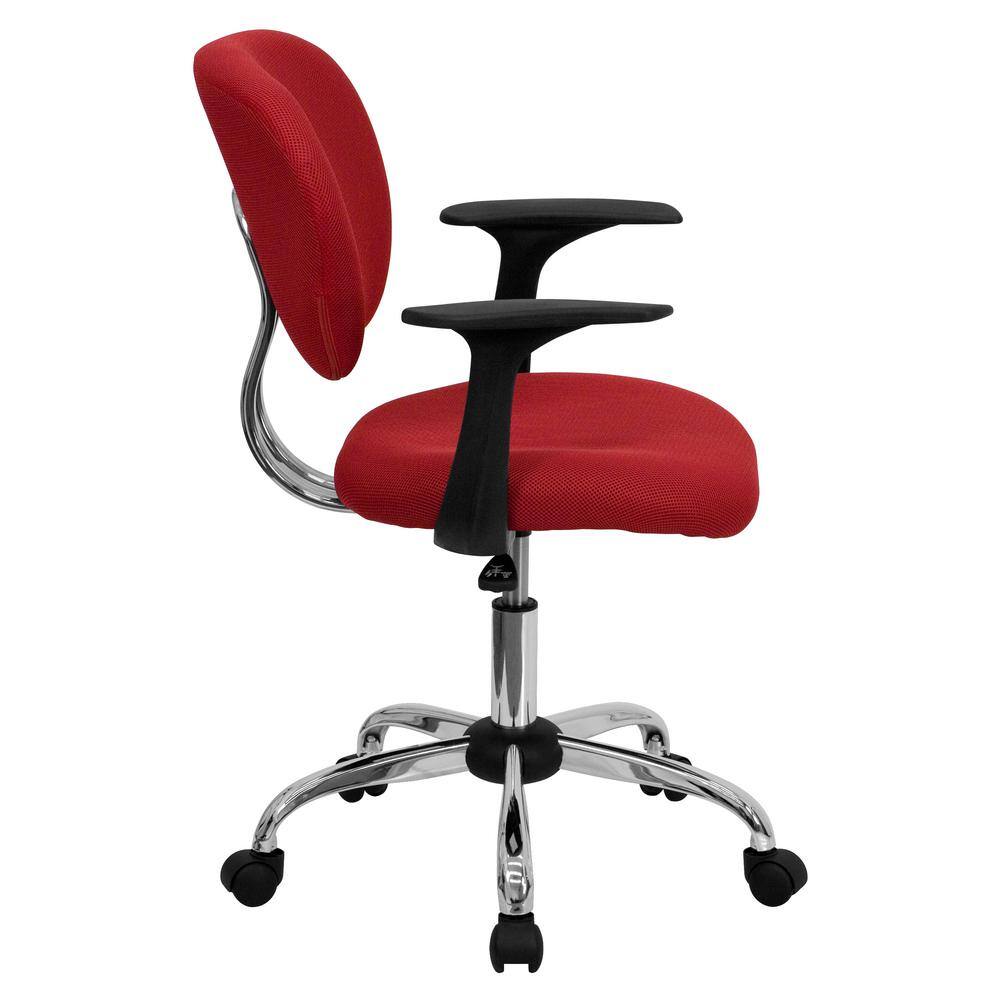 Mid-Back Red Mesh Swivel Task Chair with Chrome Base