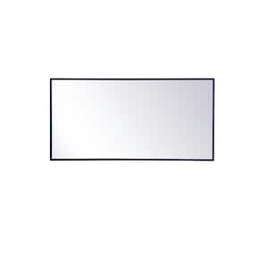 Timeless Home 18 in. W x 36 in. H Midcentury Modern Metal Framed Rectangle Blue Mirror