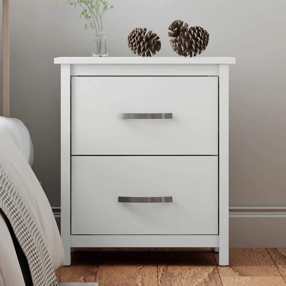 GALANO Layton 2-Drawer White Nightstand Sidetable (21.9 in. x 19.1 in. x  15.7 in.) SH-GWHPU2770WAY - The Home Depot