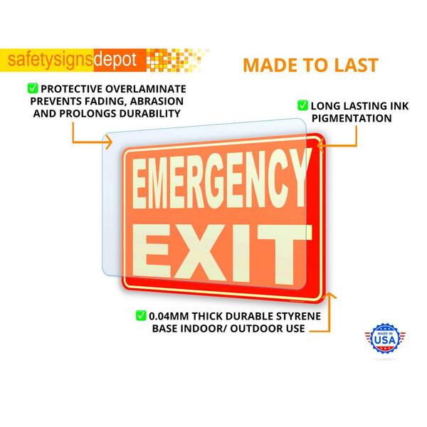 Emergency Matte Glow in the Dark Printed " EXIT " Sign Sticker Safety * 