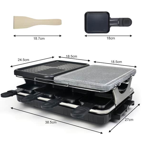 Electric Raclette Grill, 2 Person, Non-Stick Hot Plate, with 2 x