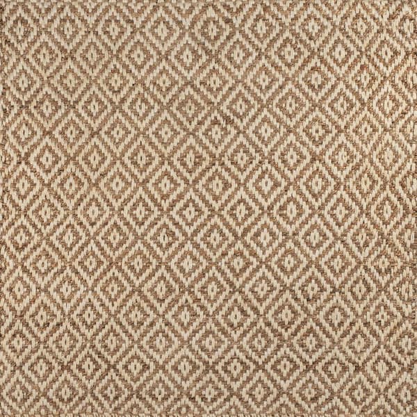 Hira Hand Woven Diamond Chunky Jute Natural 6 ft. Square Area Rug