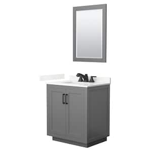 Miranda 30 in. W x 22 in. D x 33.75 in. H Single Bath Vanity in Dark Gray with Giotto Qt. Top and 24 in. Mirror