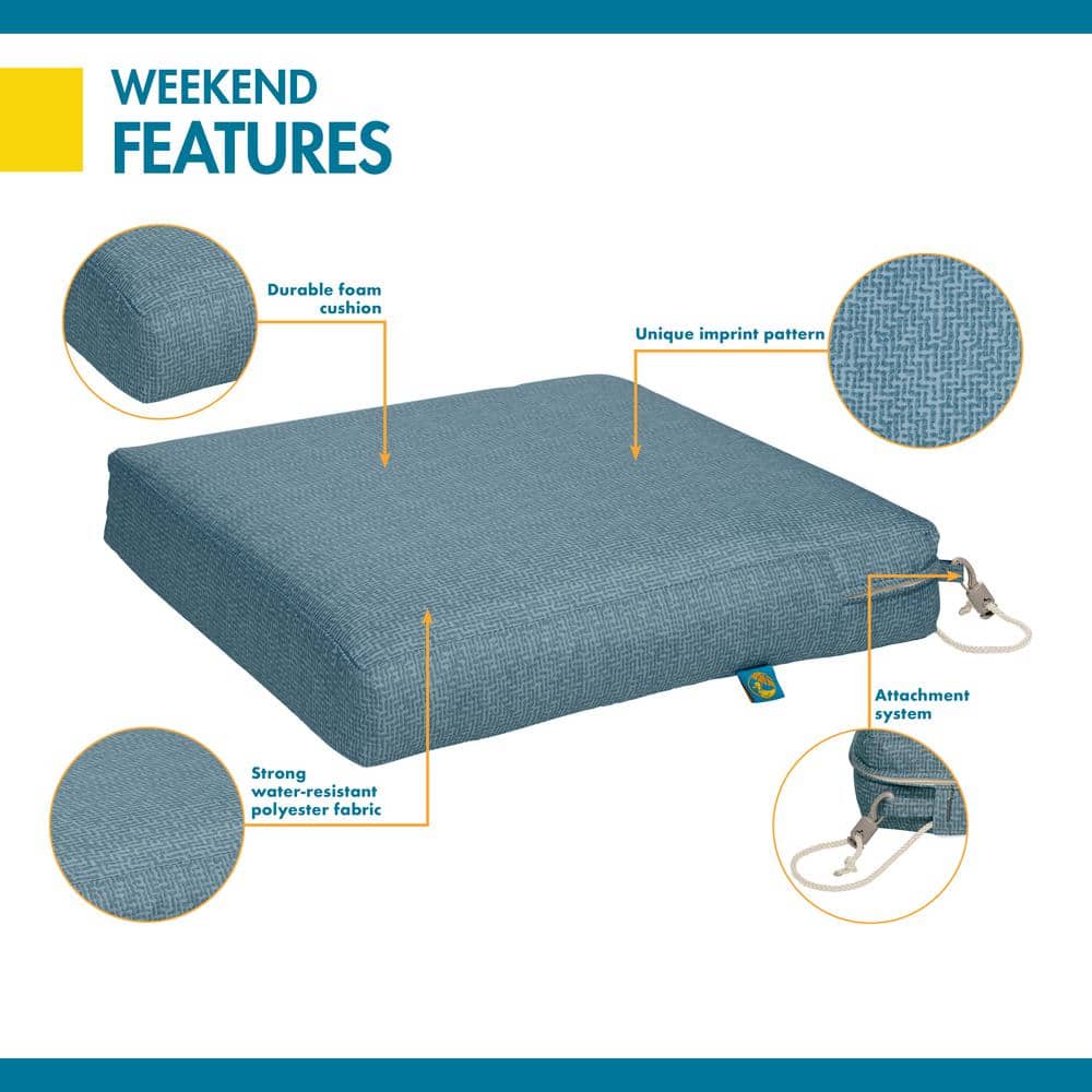 Blue Shadow Water-Resistant Outdoor Dining Chair Cushion 17x17