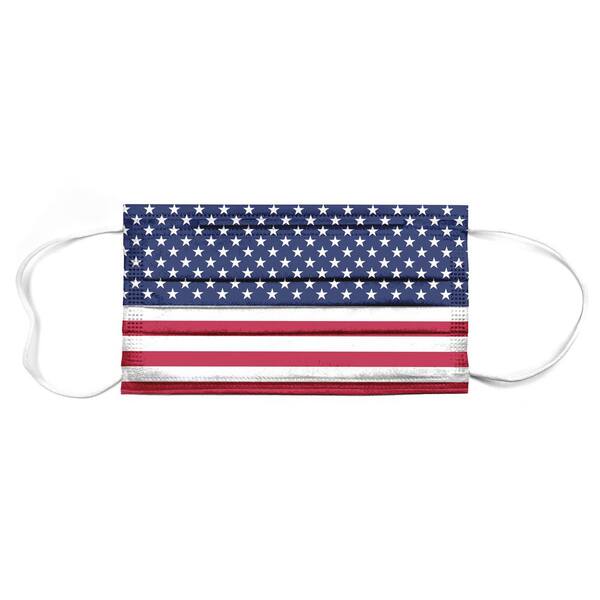 Unbranded Planet Earth Disposable Adult Face Mask, American Flag (10-Pack)